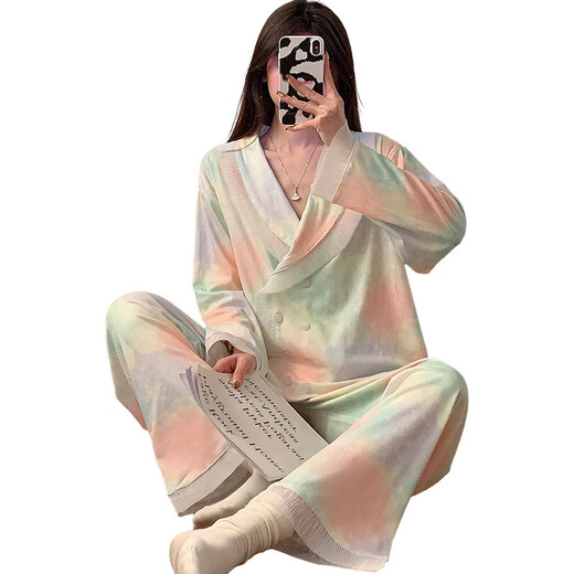 S.Sofeais Style mince pyjama à manches longues pour les femmes, doux big revers vêtements 12392 175 L