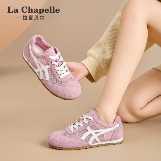 
La Chapelle women's shoes soft sole comfortable German training shoes for women 2025 new summer thin mesh breathable versatile casual flat shoes pink XXE6625-2 37