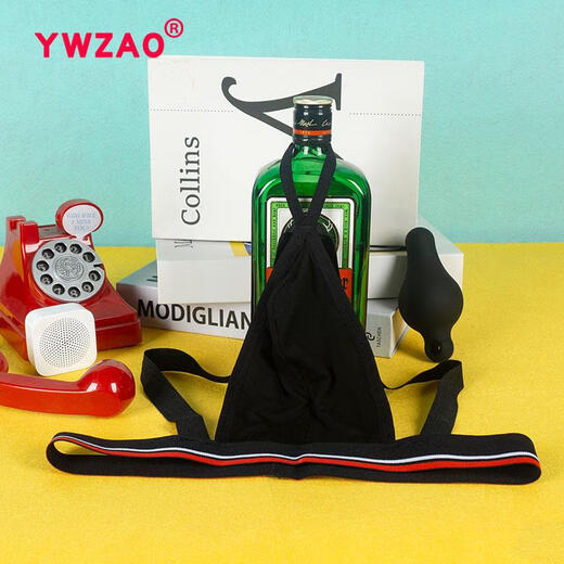 Xinyoujie sexy men's thong black combination N16 leg temptation anal plug underwear T pants sss fingertips (silicone) 28-32 yards