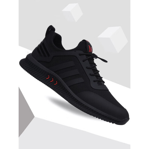 ROOBEN luxury high-end brand men's shoes new sports shoes trendy mesh breathable men's casual shoes work shoes men black 9851 (spot quick delivery) 39