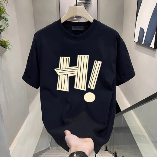 Romon Men's American Fashion Handsome Seda de seda de seda de altura corta Diseño de marca de moda para hombres Top 1506-1-TM6771 L BLACK L Recomendado 120-140Jin [Jin iguala 0.5 kg]