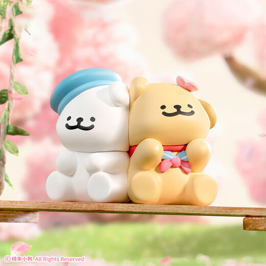 名创优品（MINISO）线条小狗浪漫樱花系列盲盒手办桌面摆件玩具生日礼物女 单盒
