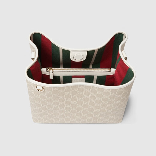 Gucci Gucci Gg Emblem -Serie mittelschwerer Bucket -Beutel Beige und Weiß beide Größe