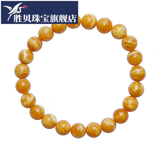 Shengbei bracelet collectible antique old European return old flower wax Baltic amber bracelet for women 6mm round beads