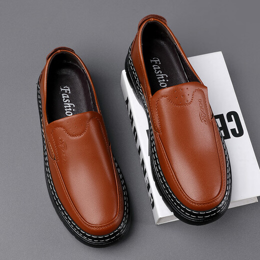 啄木鸟鞋底上线男鞋大头鞋男真皮男士马丁鞋休闲工装鞋皮鞋套脚百塔皮鞋 黑色 9765 38