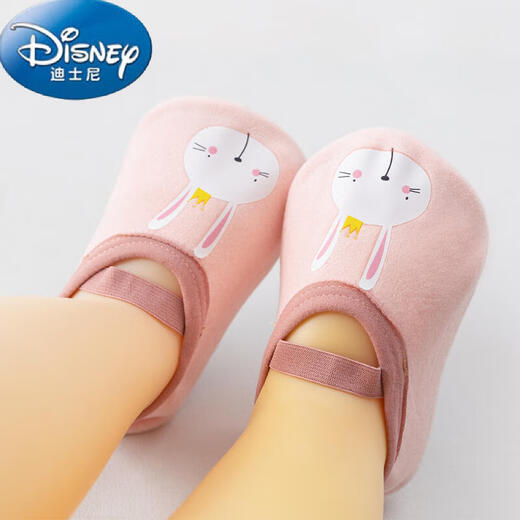 Disney Baby Floor обувь мягкая подошва не скользящая прохладная весна, осенняя и зимняя детская детская крытая носки обуви детские тонкие передние туфли розовый кролик (стиль струны) один размер [размер XS] внутренняя длина 12,5 см. Рекомендуется 8-16 месяцев.