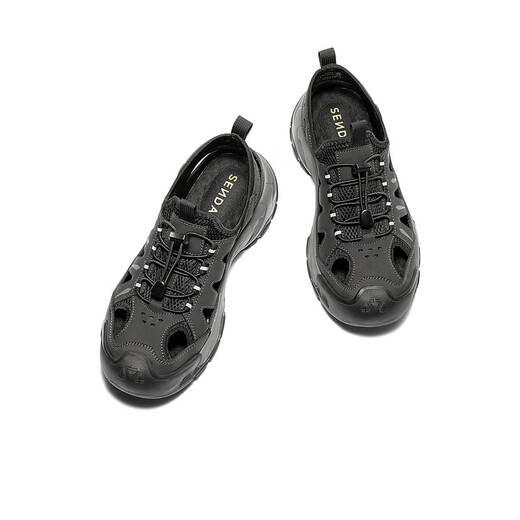 Senda Sandals Men's 2025 Été Nouveau extérieur Sports respirant Style de plage et chaussures de plage à semelle épaisse chaussures décontractées noir 41