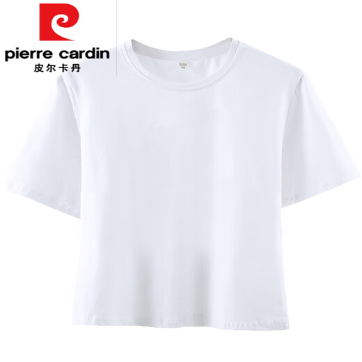 Pierre Cardin (Pierre Cardin) Schulter-T-Shirt für Frauen kurzärmelige INS Trendy Summer Wear 2025 Neues reines Baumwoll-T-Shirt Kurzes Hemd Kleine Top kleine Frauenkleidung Ke693 Weiß M.