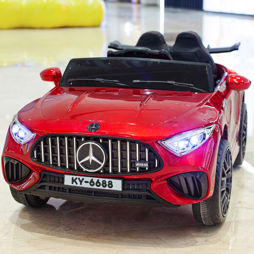 Tongxinyu children's electric car four-wheel car can sit on a person's remote control toy car first birthday gift delivered to your door, grilled black dual-wheel drive remote control leather seat