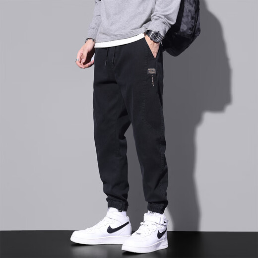 Jeep Spirit Pantalones casuales para hombres Pantalones de moda de moda de nuevo estilo de primavera y verano Pantalones largos versátiles versátiles para hombres 9859 Negro + 9859 Gray M
