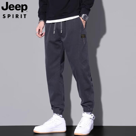 Jeep spirit jeep américain jeans de travail hommes 2025 été en vrac tie harun pantalon occasionnel hommes printemps et été 9859 gris m