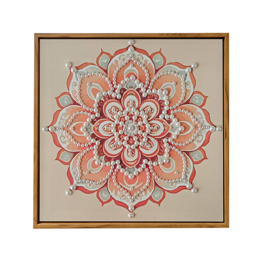 Songjin Perle Painting Chinese Style DIY Materialpaket Muttertag Event immaterielles kulturelles Erbe handgefertigtes Geschenk Sinn Dekorative Malerei LL13570 [Full Color Spray Painting] + Punktbohrer Pen 60*60 cm dicker massiver Holz in innerer Rahmen + schöner Außenrahmen [