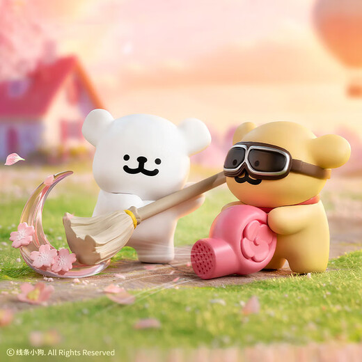 名创优品（MINISO）线条小狗浪漫樱花系列盲盒手办桌面摆件玩具生日礼物女 单盒