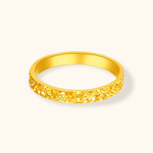 Lao Fengxiang pure gold crushed ice ring brand jewelry crushed ice closed ring pure gold 999 11 rings about 3.53 grams