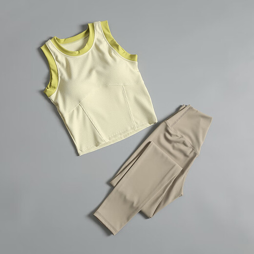 LULU Lulu Yoga Suit Women's Summer New Style Pilates Training Running Underwear Fitness Sports Vest Ivory White + Medium Gray L