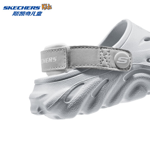 Skechers斯凯奇儿童泡泡鞋男童疏水轻便沙滩洞洞鞋夏季中大童凉鞋406645L 浅灰色/LTGY 37