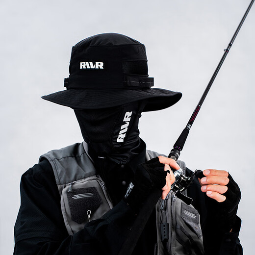 RVVR fisherman hat, mesh cap, topless fishing hat, breathable lure hat, lightweight sunshade baseball cap, quick-drying outdoor travel, 25 styles, RC9727 fisherman hat, black camouflage, one size fits all