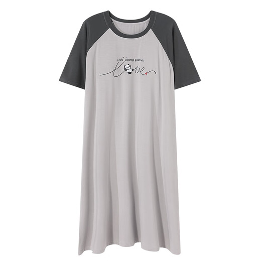
Langsha (langsha) with chest pad Modal women's summer short-sleeved nightgown mid-length simple pullover pajamas summer 2025 new style A11762# L