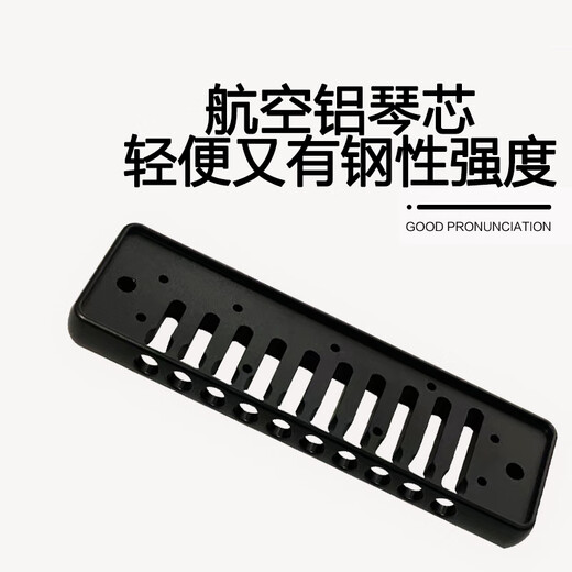 国光10孔国之光布鲁斯口琴（磨砂黑、航空铝琴芯、EVA包）
