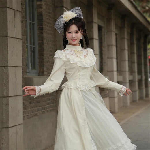 品计留洋大小姐民国风洛丽塔礼服新款影楼复古婚纱千金名媛超仙连衣裙 连衣裙+帽子 均码
