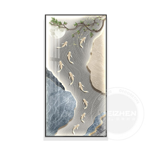MPPMCK entrance hall decoration painting with light painting drawings, vertical version of corridor hanging paintings HJ6625 golden border 80*160*1cm 1 cm