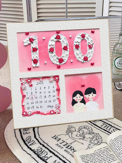 Nouveau Rossford 100e jour anniversaire cadeau à petite amie Couple amour peinture à l'huile numérique Quartz sable Texture peinture bricolage Graffiti peinture personnalisée Texture peinture nx12140 20*20 cm cadre intérieur en bois massif étiré