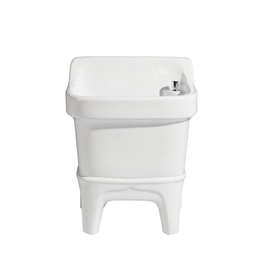 Mop pool balcony ceramic washing mop pool mop pool household bathroom automatic drainer high-foot basin pool 40 cm backrest upgraded external console (basket anti-blocking)