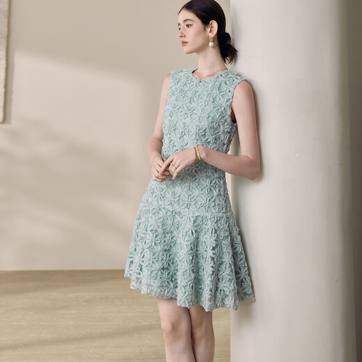 ROEYSHOUSE FRANCES DE LA INDUSTRIA PUNDA DE LA INDUSTRIA PESADA Vestido sin mangas 2025 Summer NUEVO estilo Falda de pez verde claro 12027 Verde claro S
