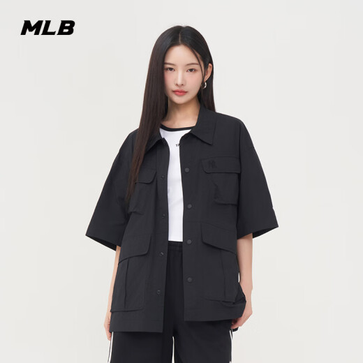 美职棒（MLB）男女情侣纯色凉感梭织衬衫外套25新款WSB02/WSB04 纽约洋基队/黑色 XS