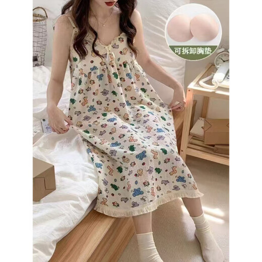 Lexi Beilu Sommer süßer Schlinge Nachtkleid Frauen lose über Kniekleidung 1203 170 160 (M)