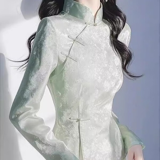 濮水方方2025早春紫色缎面衬衫新中式高端国风斜襟盘扣衬衣改良旗袍上衣女 紫色 4839 L