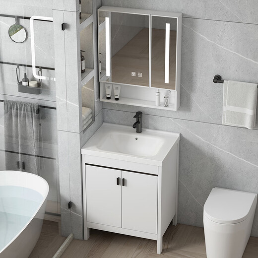 Dafify kleine Wohnungswaschbeckenschrank kombinierte bodenstehende Badezimmerschrank Keramik integriertes Becken Bad Waschbecken Waschbecken Waschbecken Pool weiße Tür 4837 cm