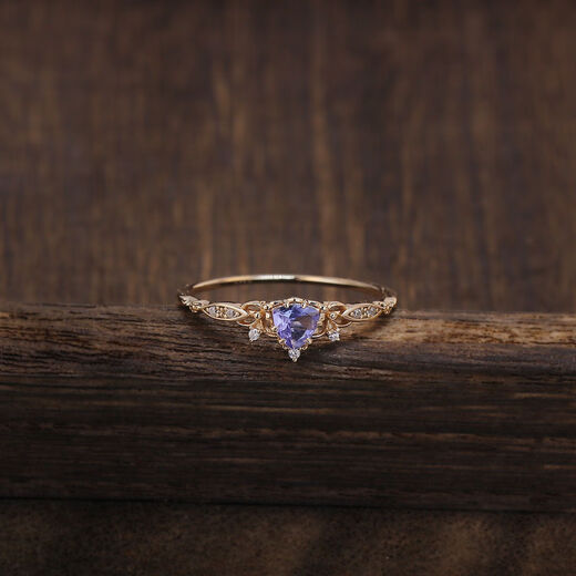 Hunter Japanese style natural tanzanite retro rhombus hollow exquisite niche personalized earrings snow mowing ring for women Tanzanite No. 5