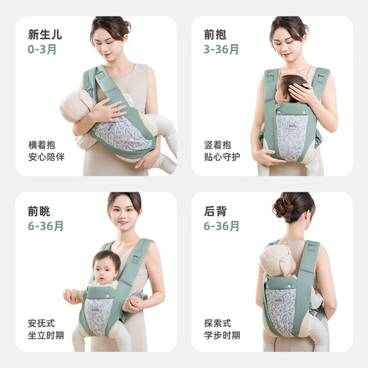 爱源美背带婴儿横前抱式外出简易夏新生儿宝宝前后两用省力轻便背娃神器 星屑灰
