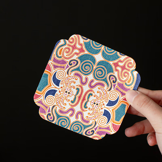 Tang Feng Dunhuang Cultural and Creative Tea Towel Coaster Home High-end Tea Table Special Absorbent Towel National Fashion Rag Double-sided Tea Cloth Pad Dunhuang Coaster 6 Pack