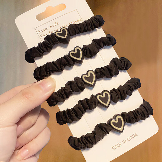 Demina's new Korean style cute and loving small intestine hair band for women, simple and forest-style high elastic headband, ball scalp band LL205-mixed color 5 pieces