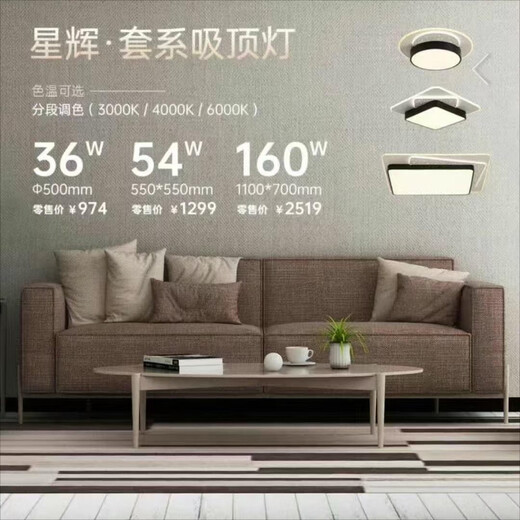 雷士（NVC）雷士照明实体店星辉WCX11968高亮led客厅卧室灯简约现代 星辉1100*700mm-160W-白+黑