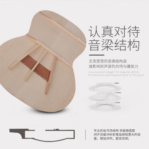 骊歌【德国】正品单板尤克里里女初学者男生乐器小吉他学生儿童礼物 珍贝黑色 23英寸