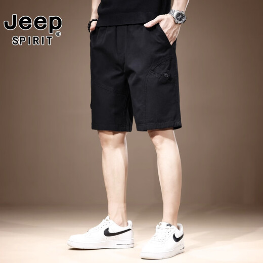 Jeep Spirit Retro American Work Shorts Herren dünne lockere, geradlinig sitzende Trends Mehrfach-Pocket-vielseitige funktionale Sport-5-Punkte-Hosen 983-Khaki XL [Vorgeschlagen 125-140jin [Jin entspricht 0,5 kg]]