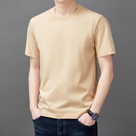 Hengyuanxiang reines Baumwoll-Kurzärärmel-T-Shirt für Herren Sommer.