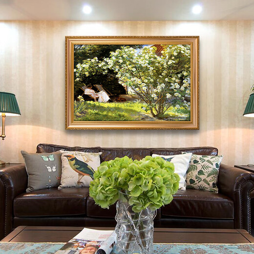 
Diqi White Rose Garden Landscape Character Hand-painted Oil Painting European Entrance Decoration Painting American Restaurant Bedside Bedside Painting 692 Gold Solid Wood Frame 100*70