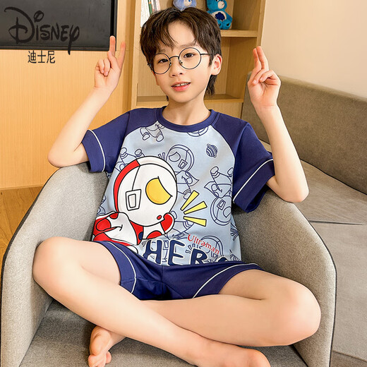 迪士尼（Disney）儿童睡衣男孩纯棉夏季薄款短袖男童夏装家居服中大童青少年空调服 K6628#超人【纯棉】 170 8码【建议身高95-105cm】