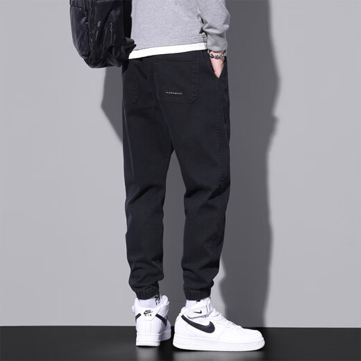 Jeep Spirit Pantalones casuales para hombres Pantalones de moda de moda de nuevo estilo de primavera y verano Pantalones largos versátiles versátiles para hombres 9859 Negro + 9859 Gray M