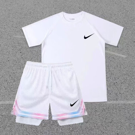 NBA KIDS-NIKE1392人收藏体育体考运动服篮球训练比赛夏季速干短袖跑 耐克白色套装 105 耐克L建议85-105斤