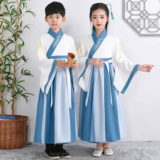 1047 personas elogiaron trajes antiguos para niños, Hanfu, estudios chinos, libros, ropa para niños, regalos de apertura de hombres y mujeres, rompecabezas chino, mangas rectas de tres caracteres ruyi, hombres y mujeres 120