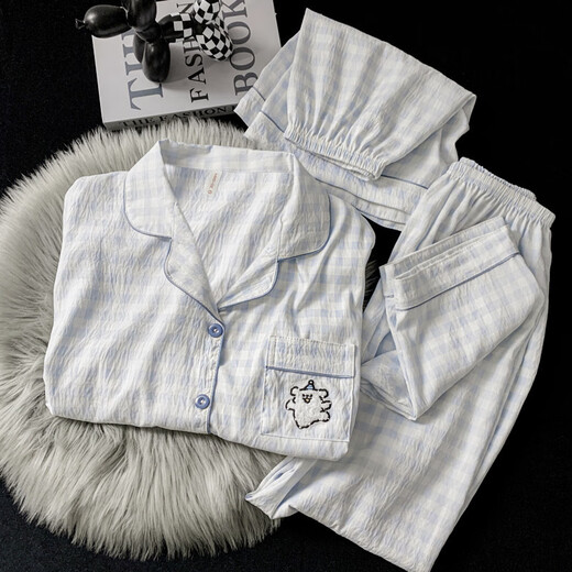 Jingpufei HelloKitty short-sleeved pajamas three-piece set cute Melody cotton silk home clothes Yunduo Cotton-9906# Star Puppy Three-piece set L [Suggested 100-120Jin [Jin equals 0.5 kg]]