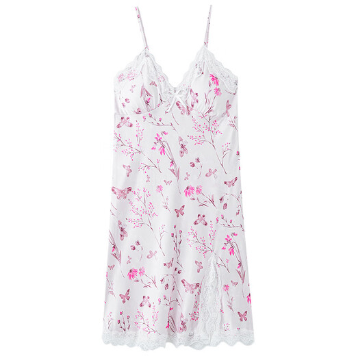 
Langsha pajamas for women in summer new ice and snow silk suspender sexy beautiful back pure and sexy women with chest pad nightgown home clothes AM11965 M