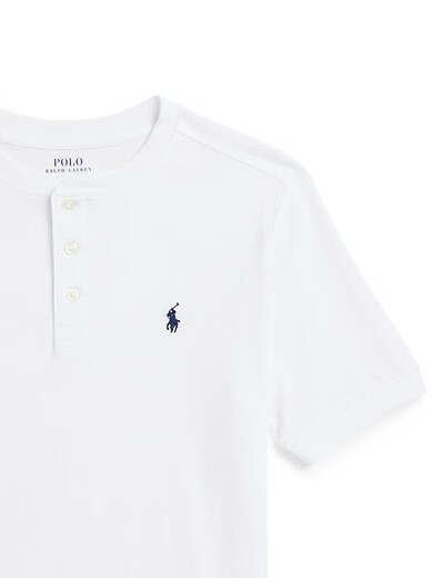 Polo Ralph Lauren Boys' Classic Jersey Cotton Short-Sleeved Henley RL43135 100-White S (7)
