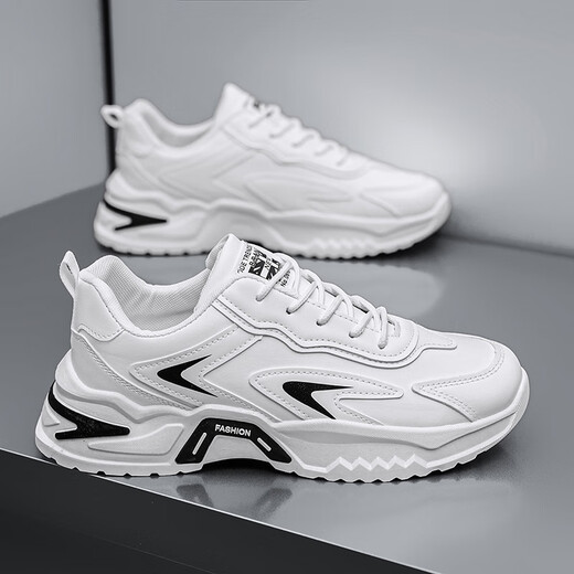 Changxiang Huili men's shoes 2025 summer men's trendy teenagers sports and casual versatile thick sole heightened little white dad shoes men RF-869 white 42