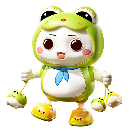 Des milliers de jouets de robot de grenouille pour enfants avec des lumières et peuvent chanter Puzzle Early Education Machine 2 garçons et filles 0-3 ans Boîte-cadeau Dancing Blue Rabbit [48 chansons] Charge directe